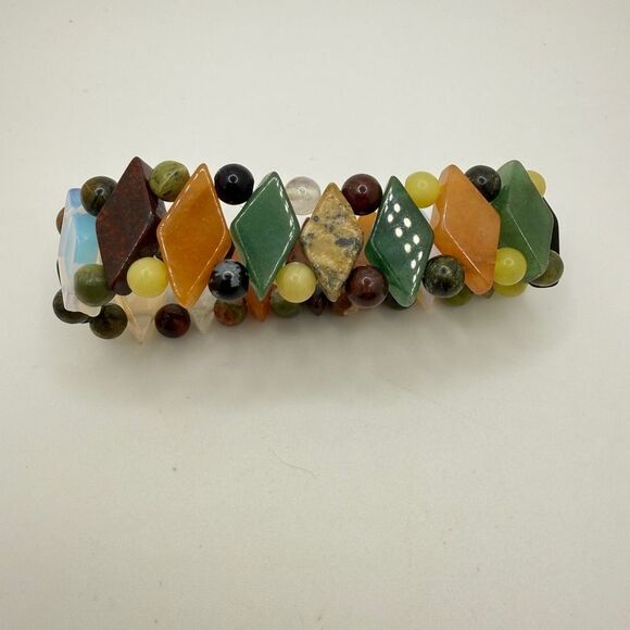 Multi-stone and opalite glass stretch bracelet! - Picture 2 of 9